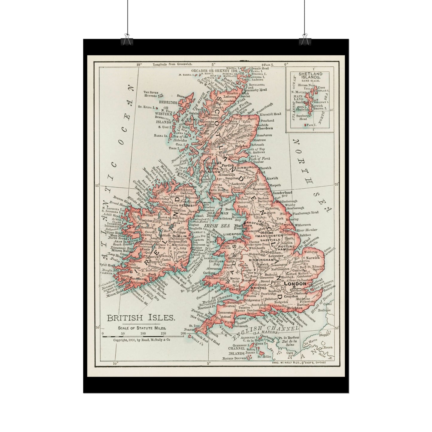 Vintage Map Poster - British Isles - Rolled Poster