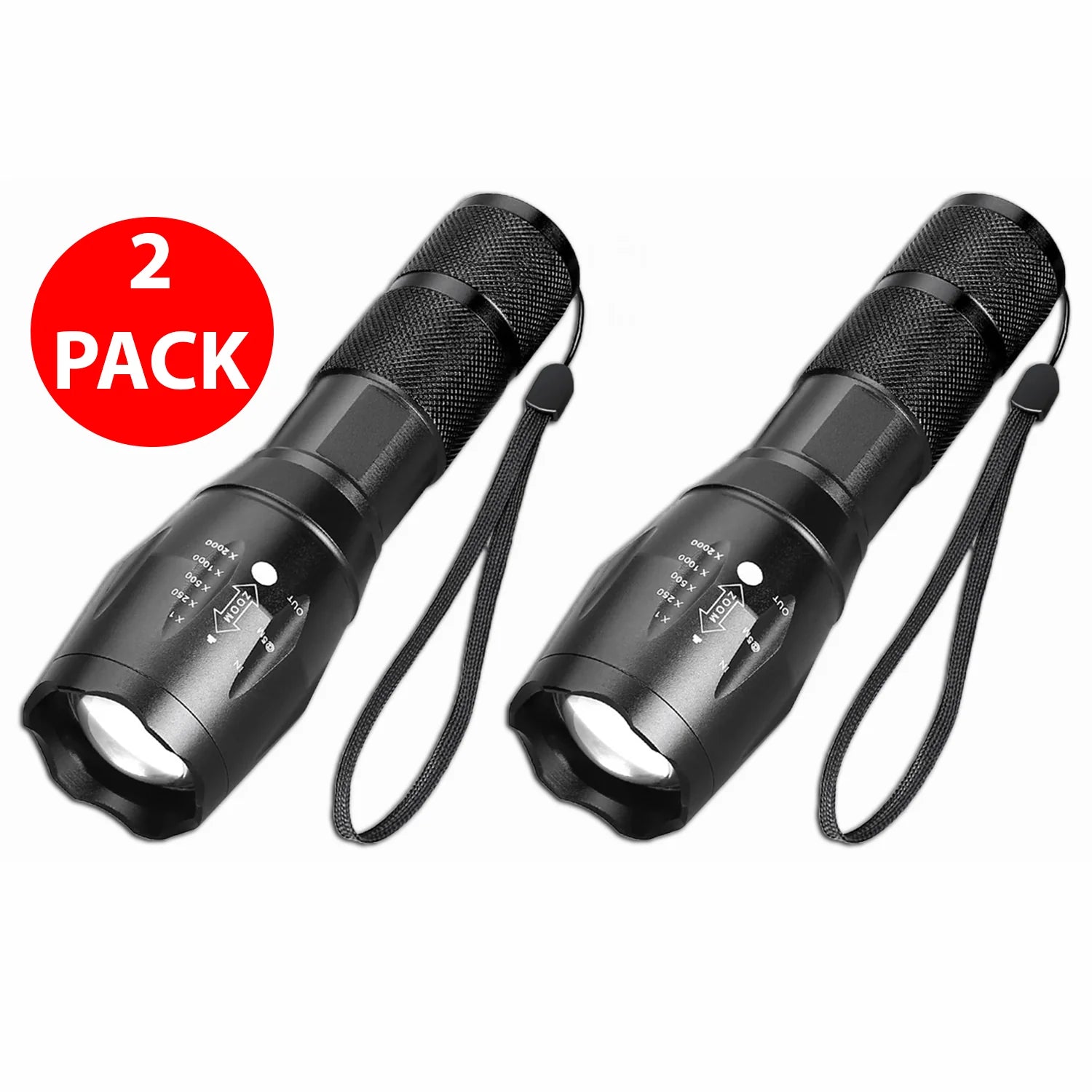 Super-Bright 90000LM LED Tactical Flashlight 5 Modes Zoomable Torch Searchlight