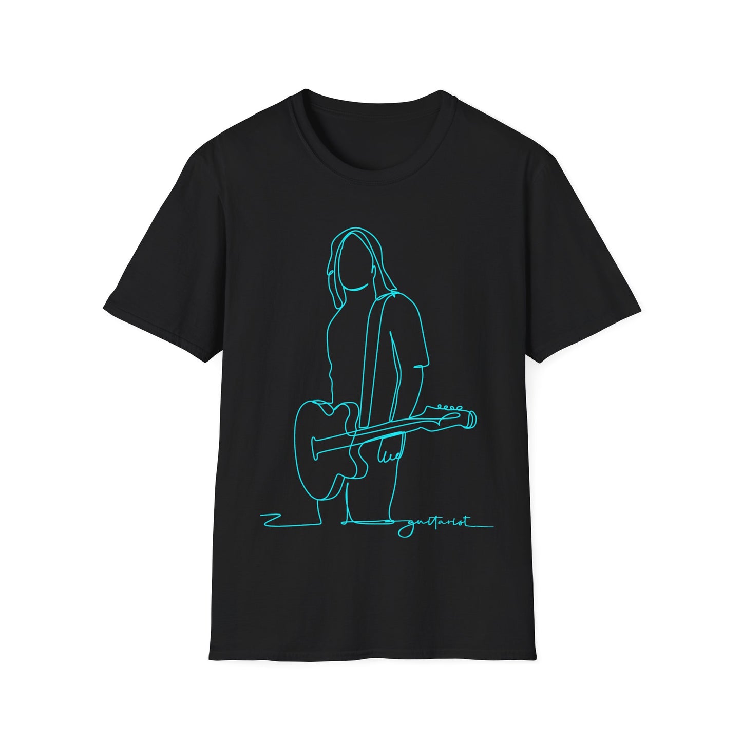 Guitarist Line Drawing - Softstyle T-Shirt