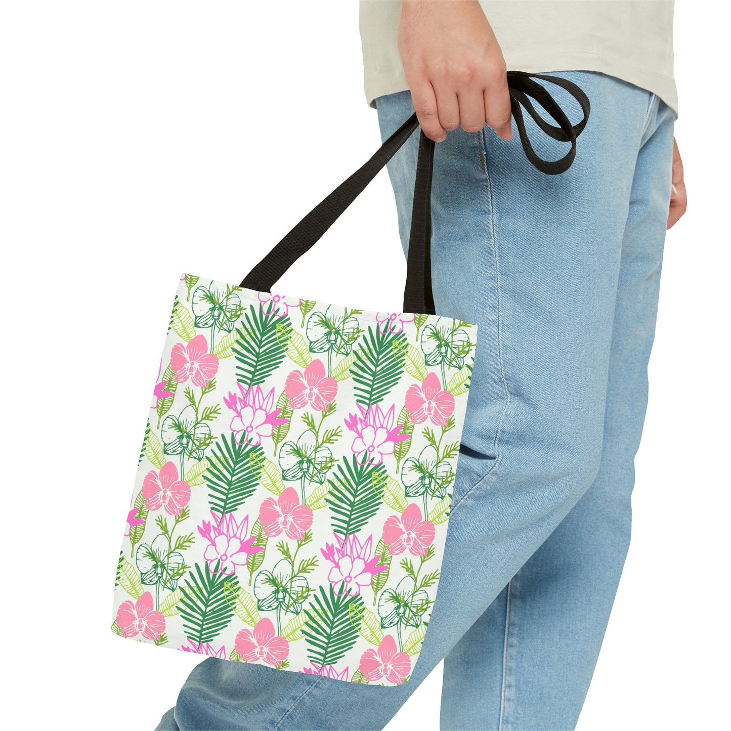 Pink and Green Tropical Print - Tote Bag