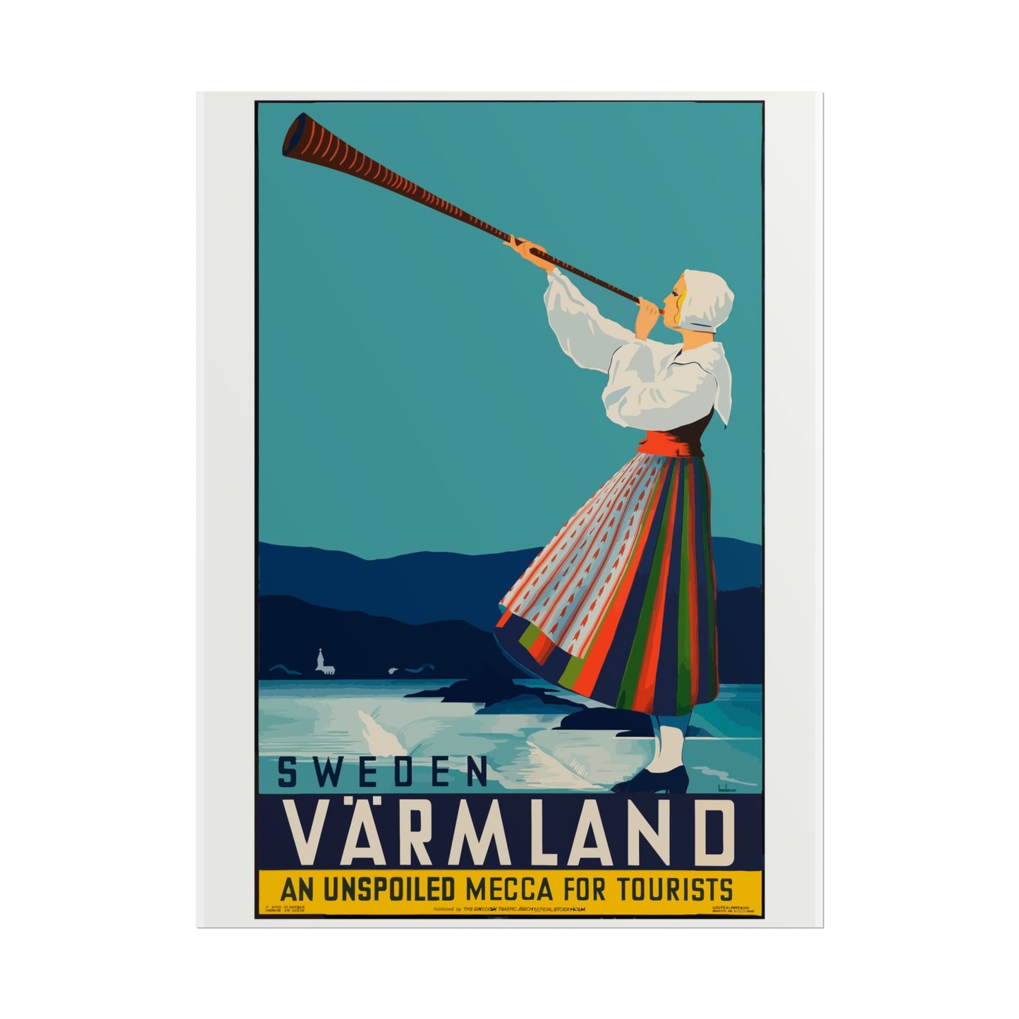 Vintage Travel Poster - Sweden - Rolled Poster