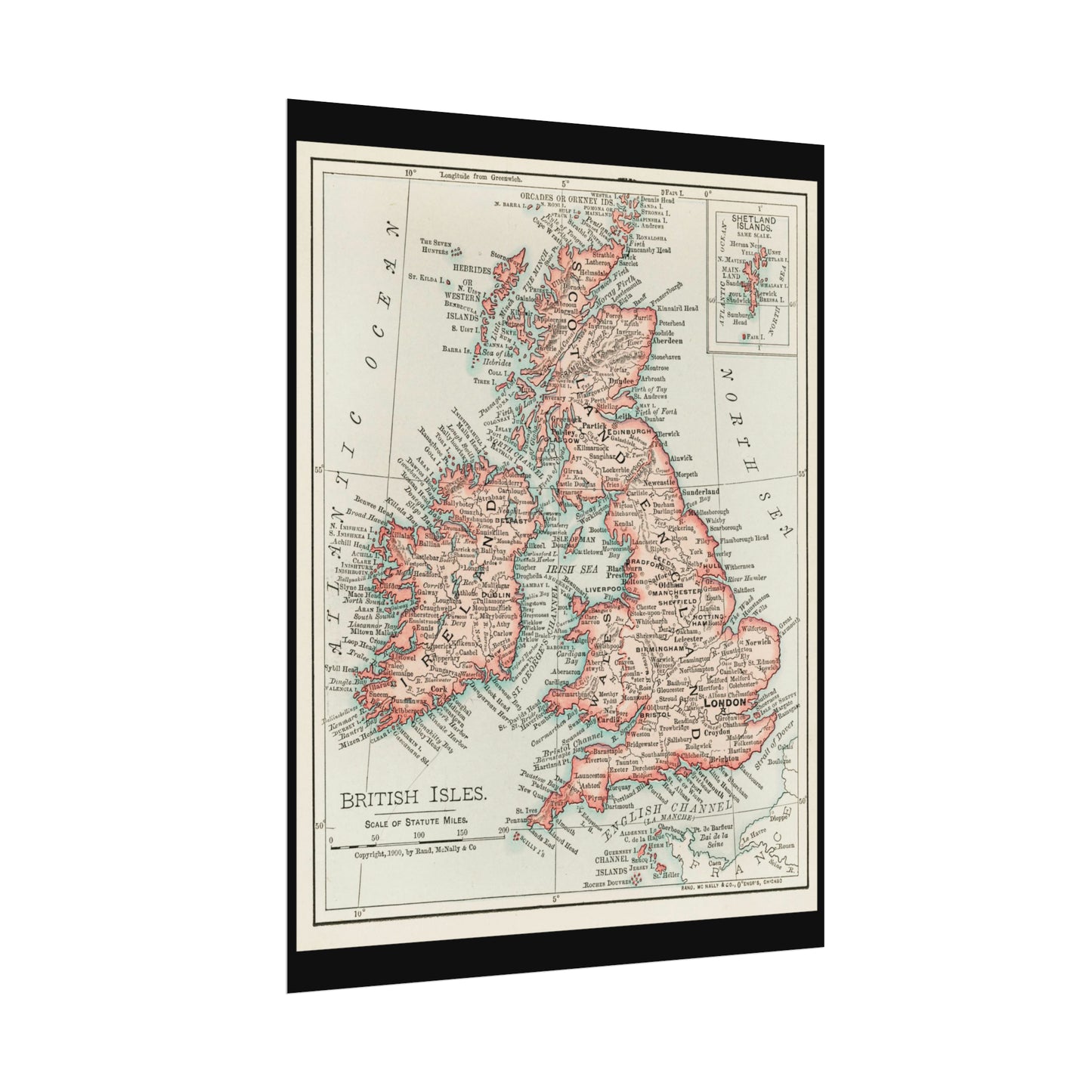 Vintage Map Poster - British Isles - Rolled Poster