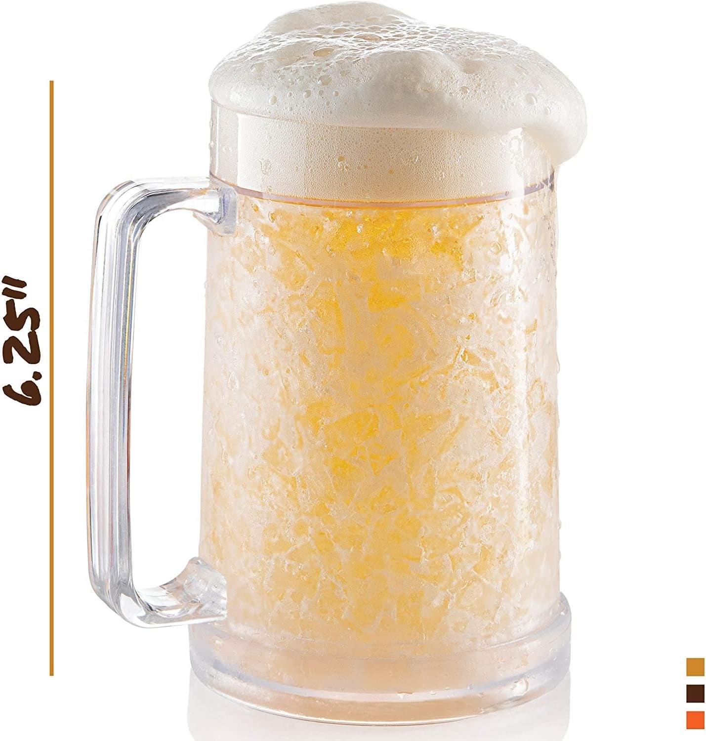 Freezer Beer Mug, Double Wall, Insulated Gel Plastic Pint Freezable Mug.