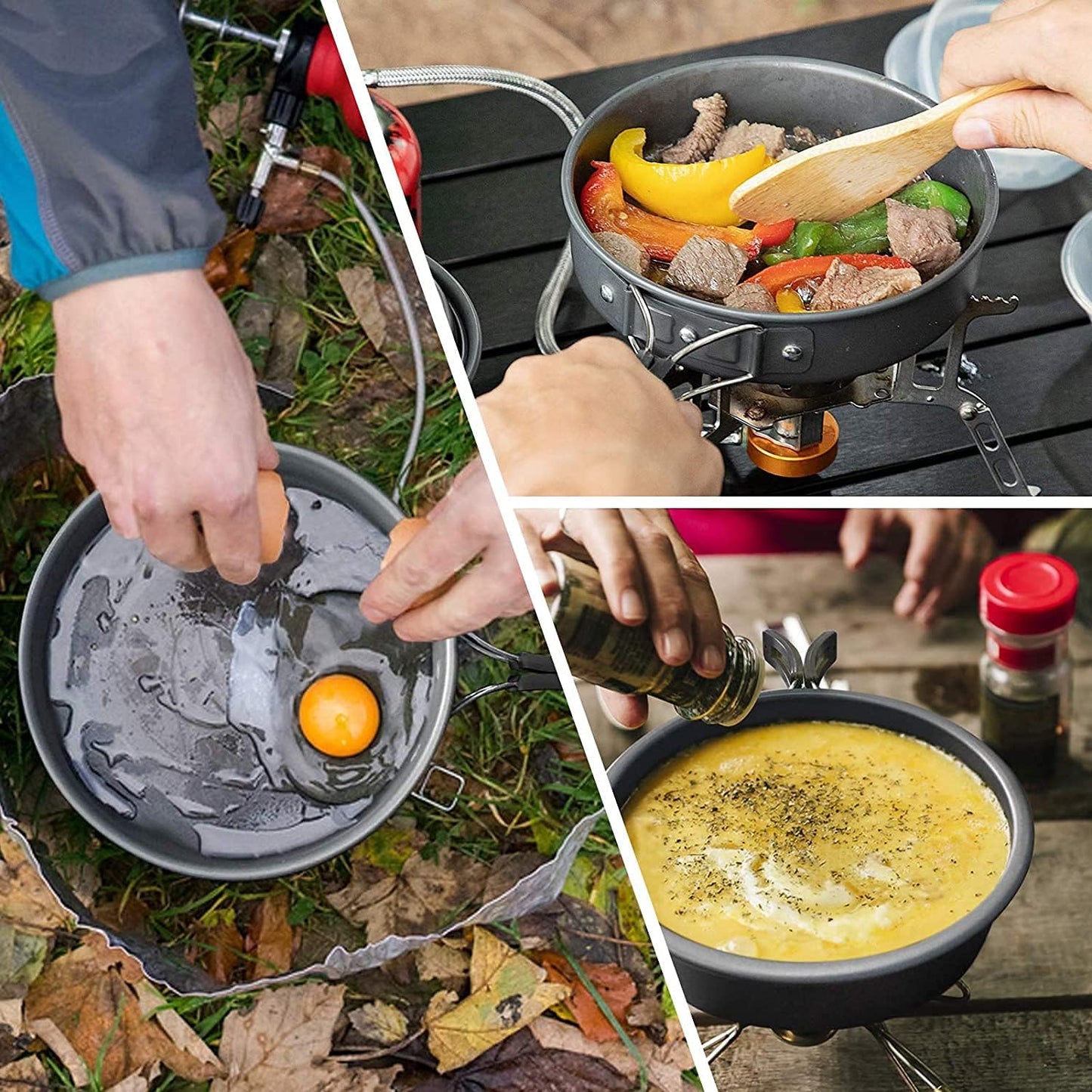 Portable Camping Cookware Mess Kit - Pot, Pan, and Kettle Outdoor Cooking Set for Hiking and Camping