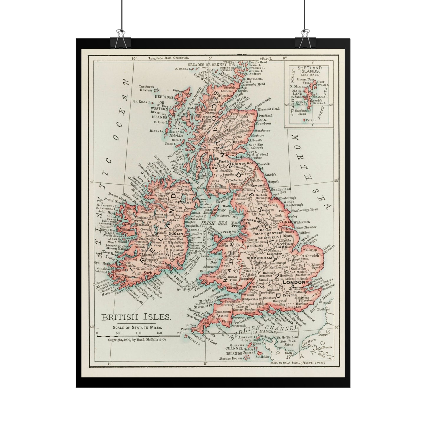 Vintage Map Poster - British Isles - Rolled Poster