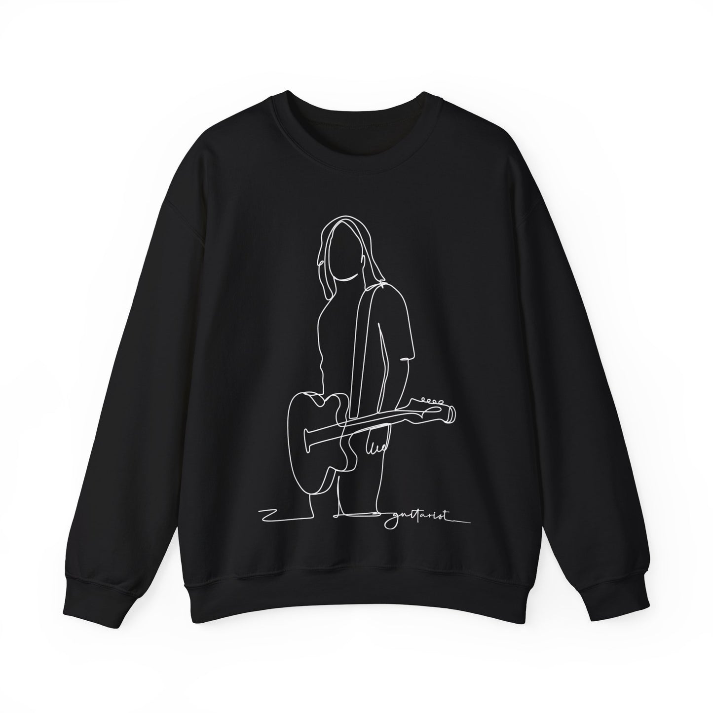 Guitarist Line Drawing - Heavy Blend™ Crewneck Sweatshirt