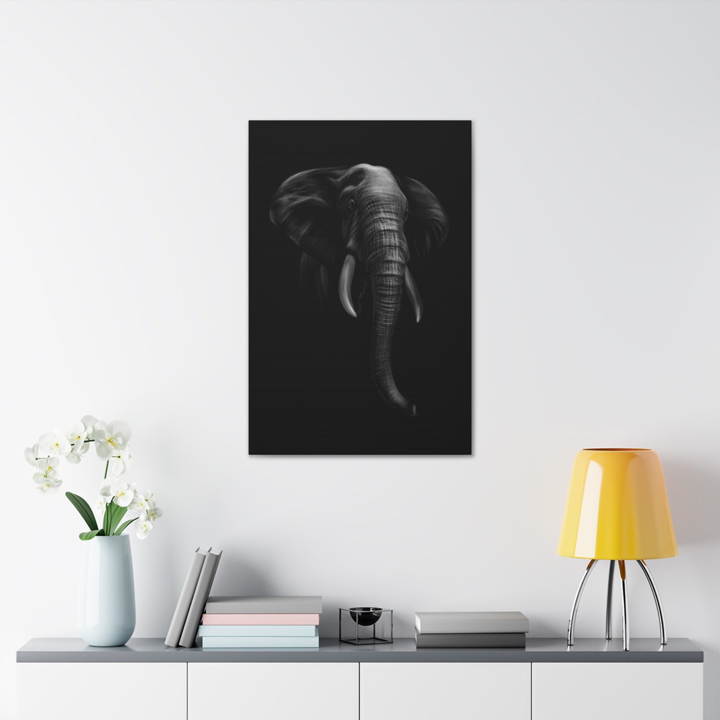 Elephant in Black - Canvas Gallery Wraps