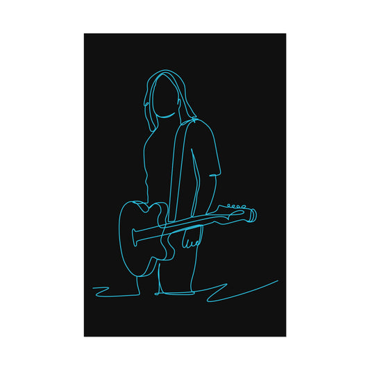 Guitarist Line Drawing - Rolled Poster