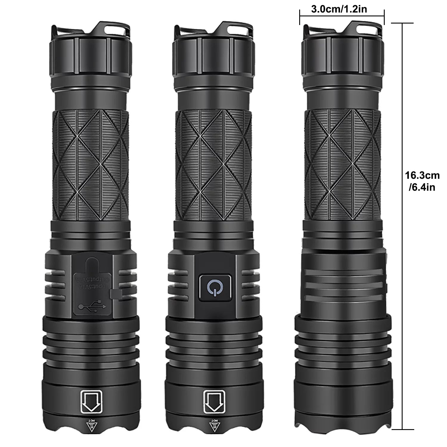 Rechargeable LED Flashlight, 90000 Lumens Super Bright Powerful LED Flashlight with 5 Modes, Waterproof Zoomable Tactical Flashlight for Emergency Camping Home