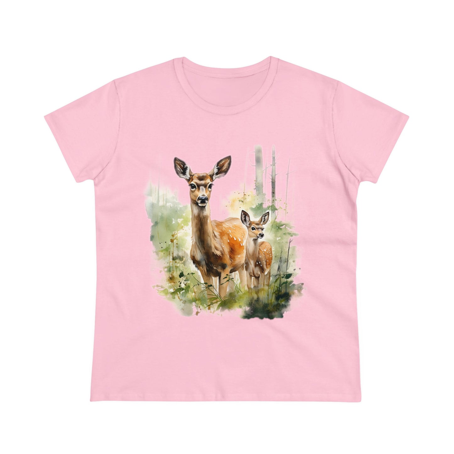 Mother Deer and Fawn - Women's Midweight Cotton Tee