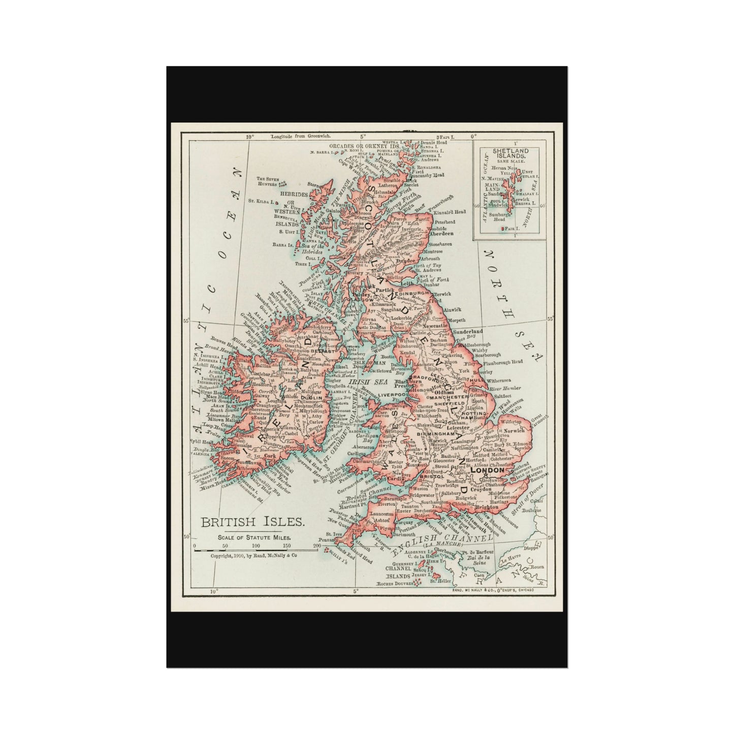 Vintage Map Poster - British Isles - Rolled Poster