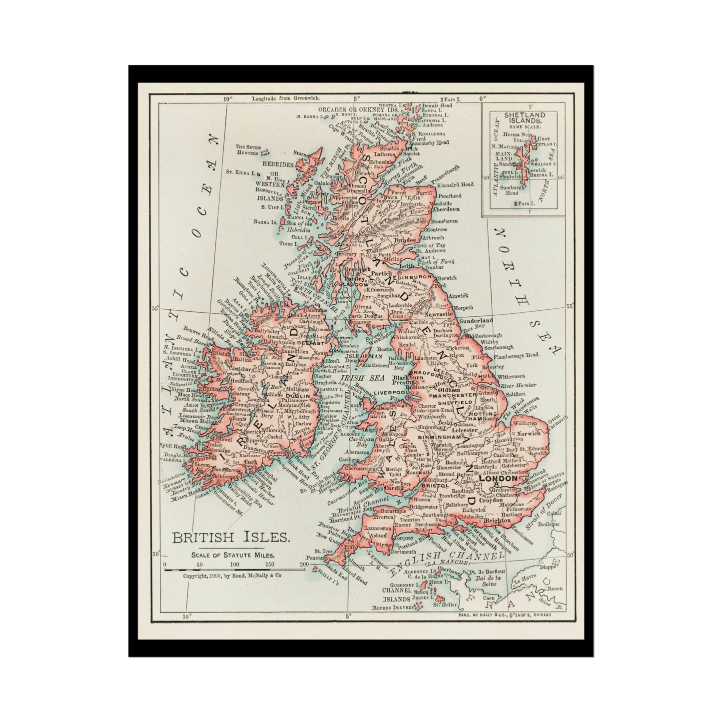 Vintage Map Poster - British Isles - Rolled Poster