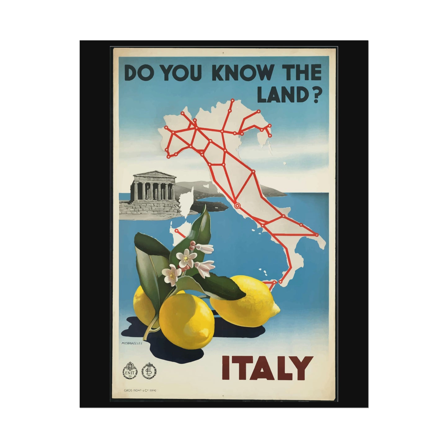 Vintage Travel Poster - Italy - Rolled Poster