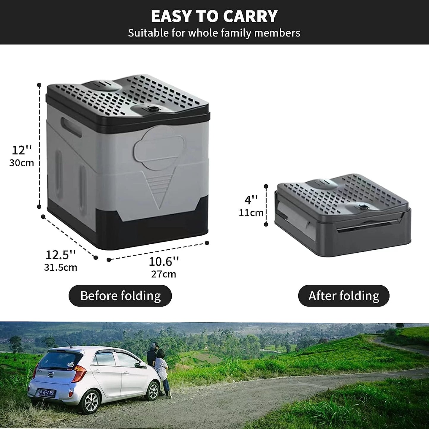 Portable Folding Camping Toilet - Waterproof Travel Potty for Home, Camping, Hiking, Boating, Long Trips, and Beach Use