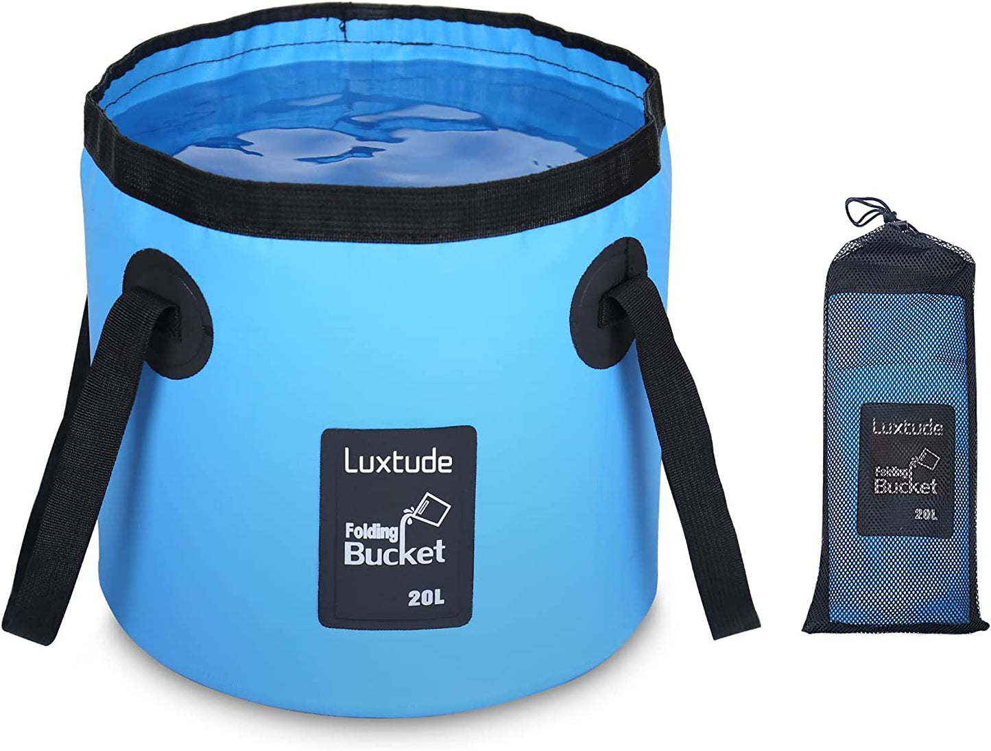 Collapsible Bucket with Handle, 5 Gallon(20L), Portable & Ultra Lightweight Outdoor Basin Bucket, Folding Bucket for Fishing, Camping, Hiking