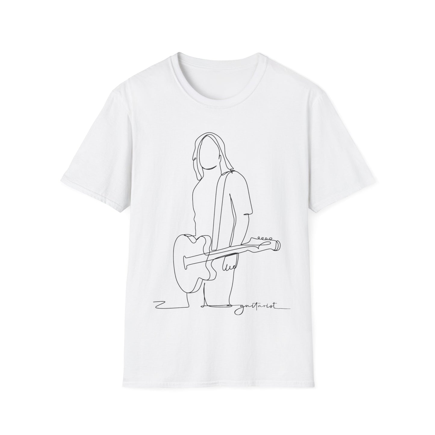 Guitarist Line Drawing - Softstyle T-Shirt