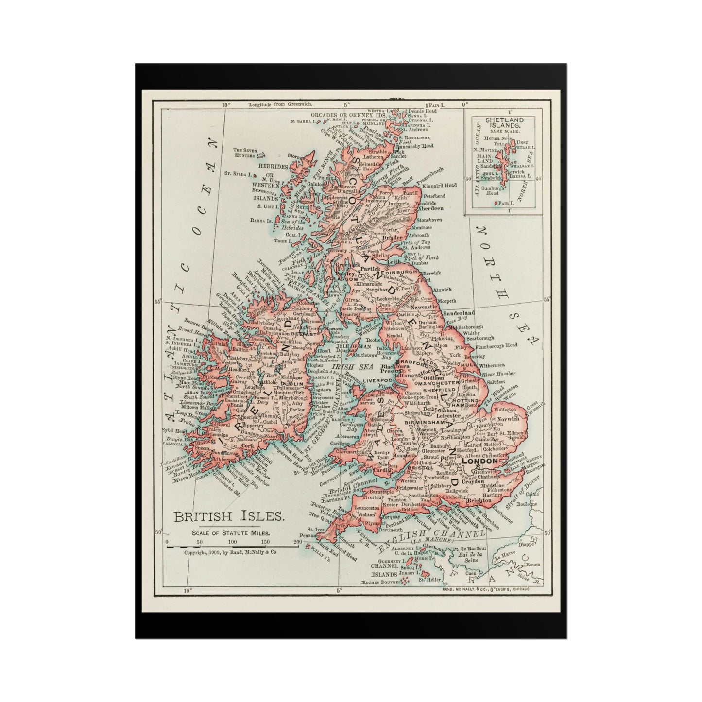 Vintage Map Poster - British Isles - Rolled Poster