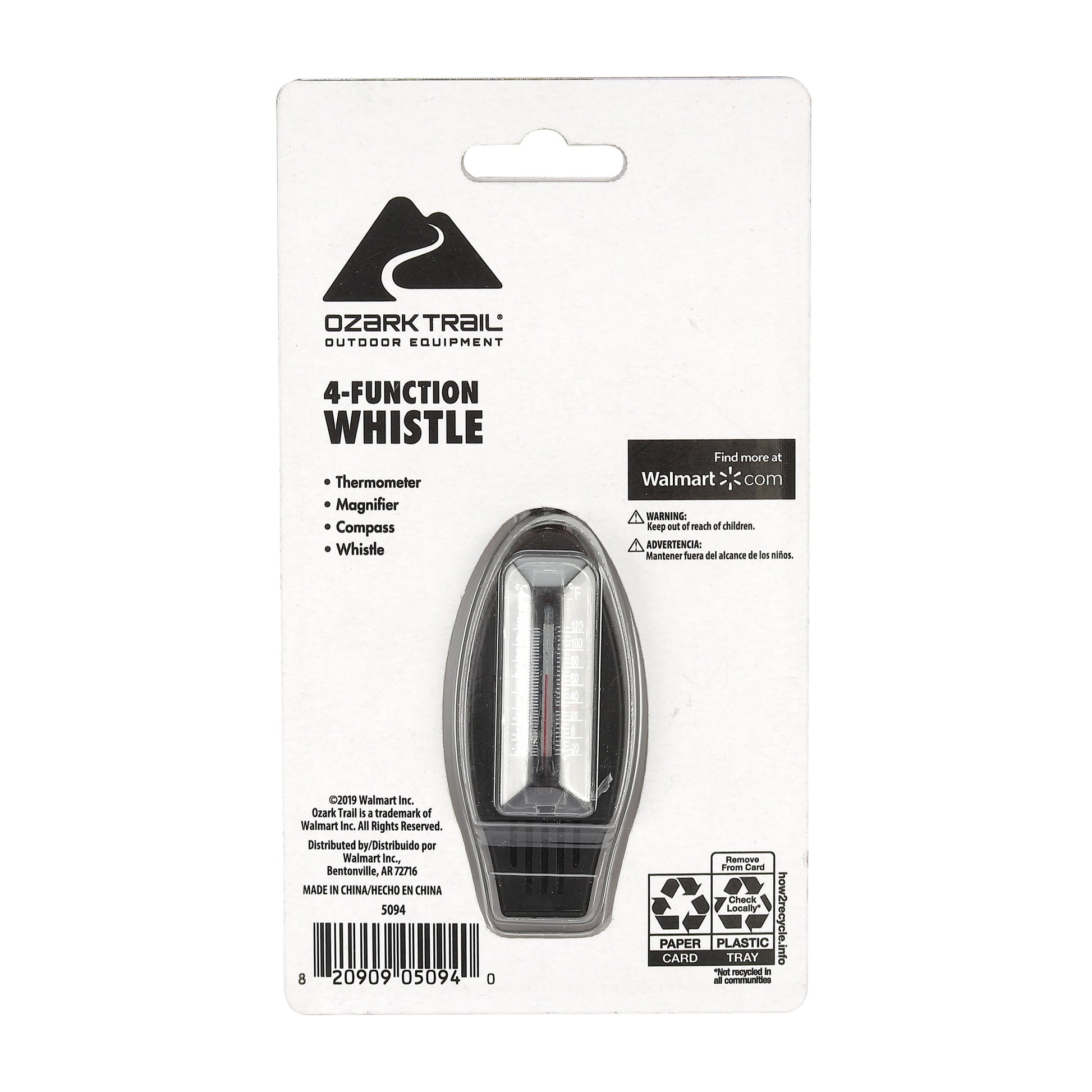 4-Function Plastic Whistle, Black