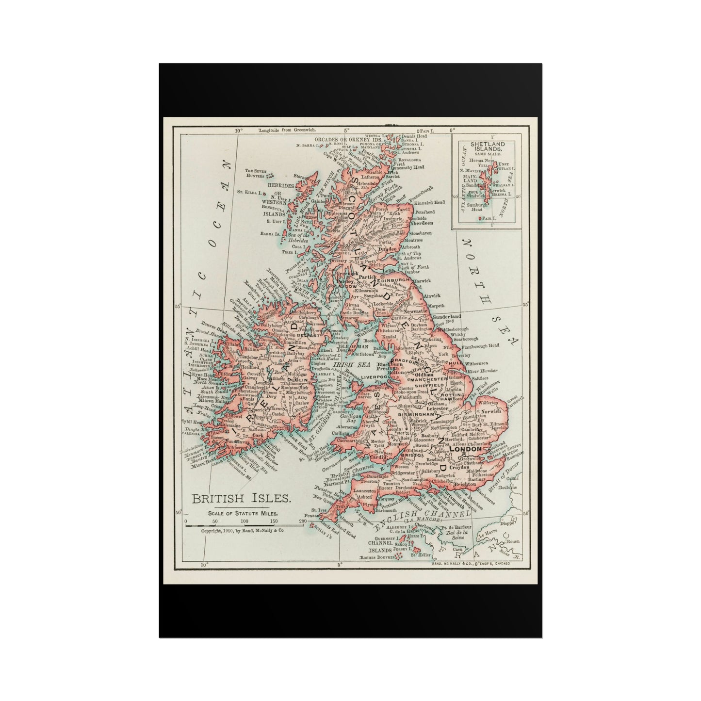 Vintage Map Poster - British Isles - Rolled Poster