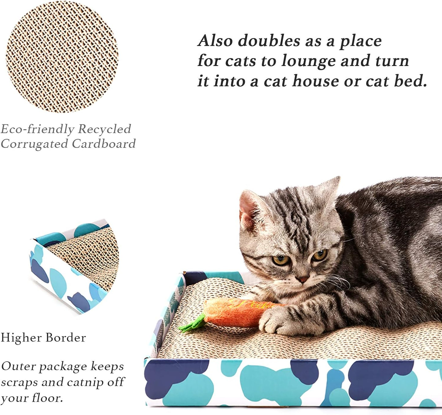 Cat Scratcher Cardboard Reversible Cat Scratching Pad Kitty Corrugated Scratching Bed Catnip Included (3 Pack XXL)