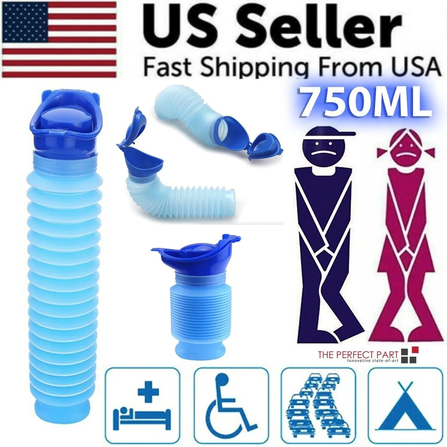 Unisex Portable Urinal Travel Camping Car Toilet Pee Bottle Emergency Kit