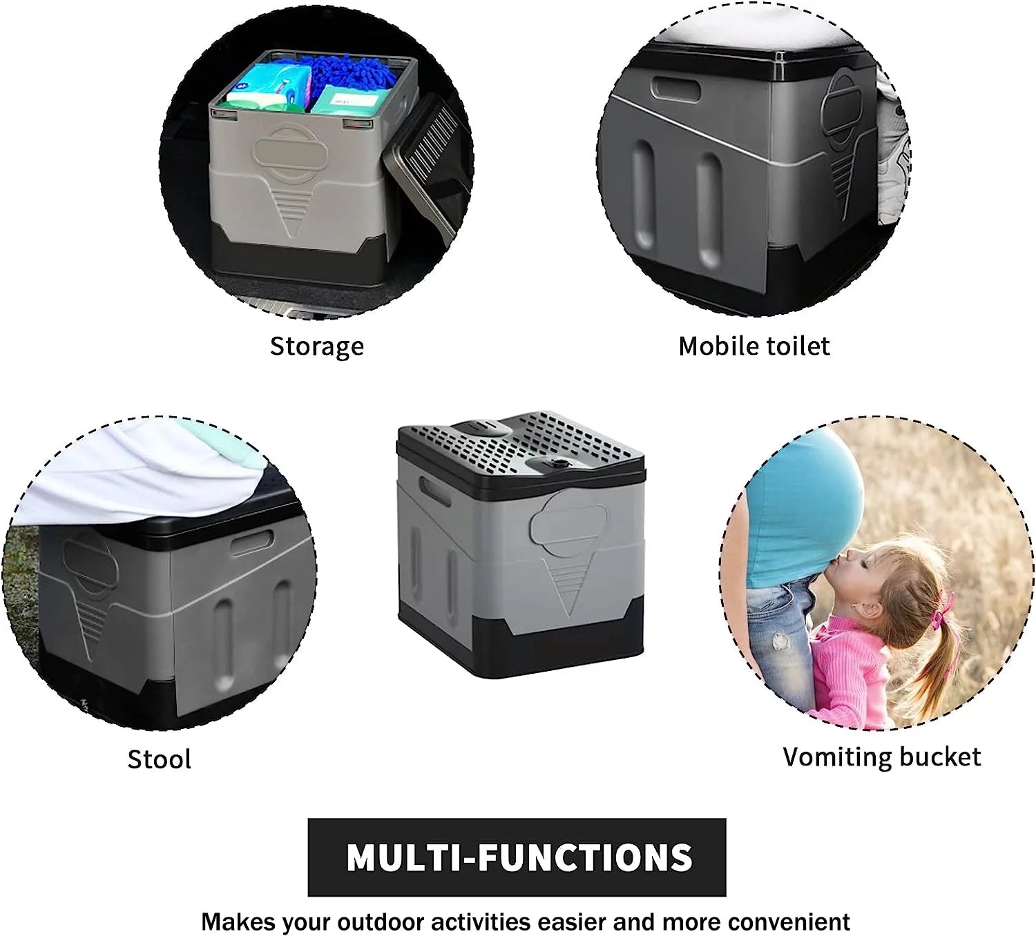 Portable Folding Camping Toilet - Waterproof Travel Potty for Home, Camping, Hiking, Boating, Long Trips, and Beach Use