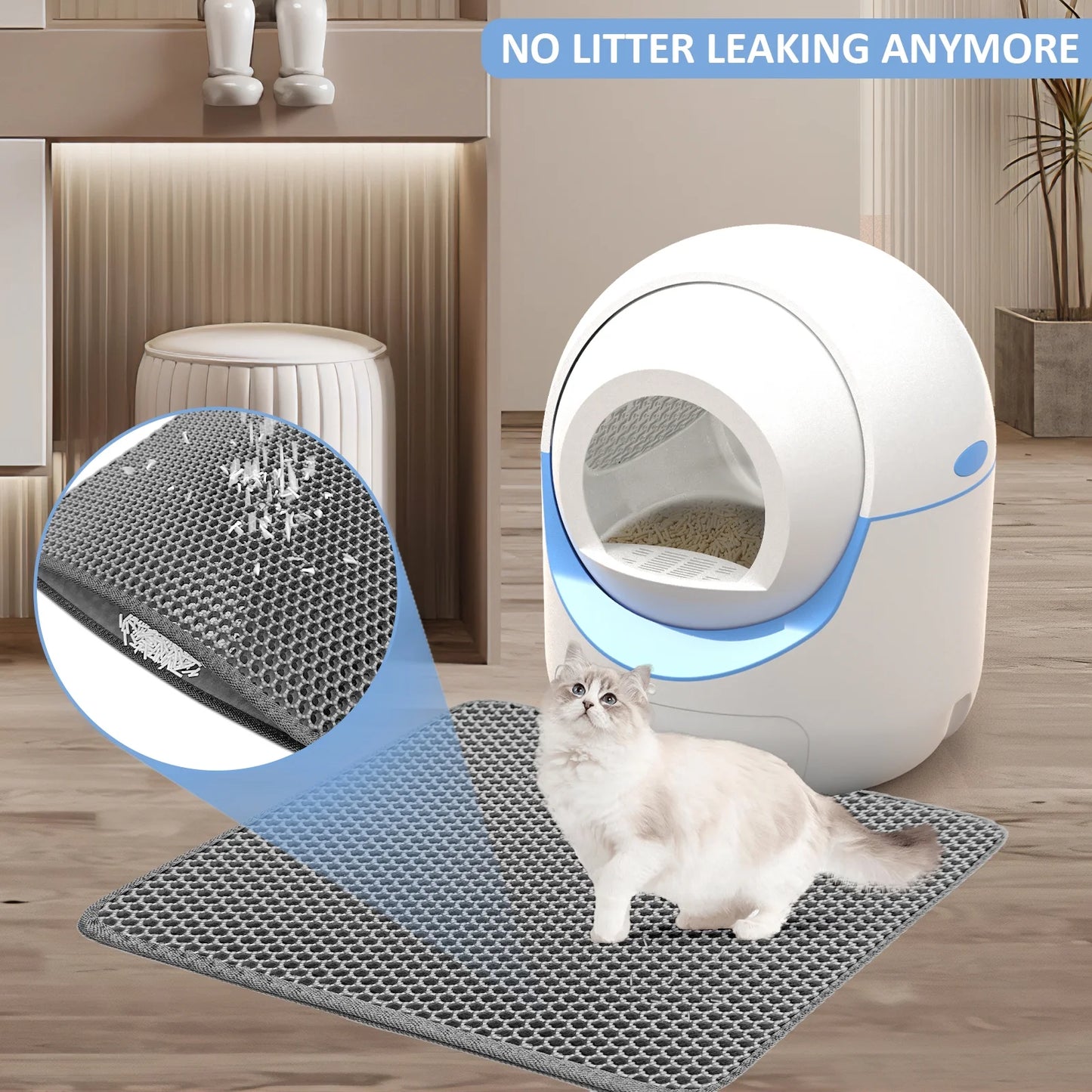 Automatic Self Cleaning Cat Litter Box with App Control Support Wifi, Intelligent Radar Smart Auto Litter Box with Liner, Blue