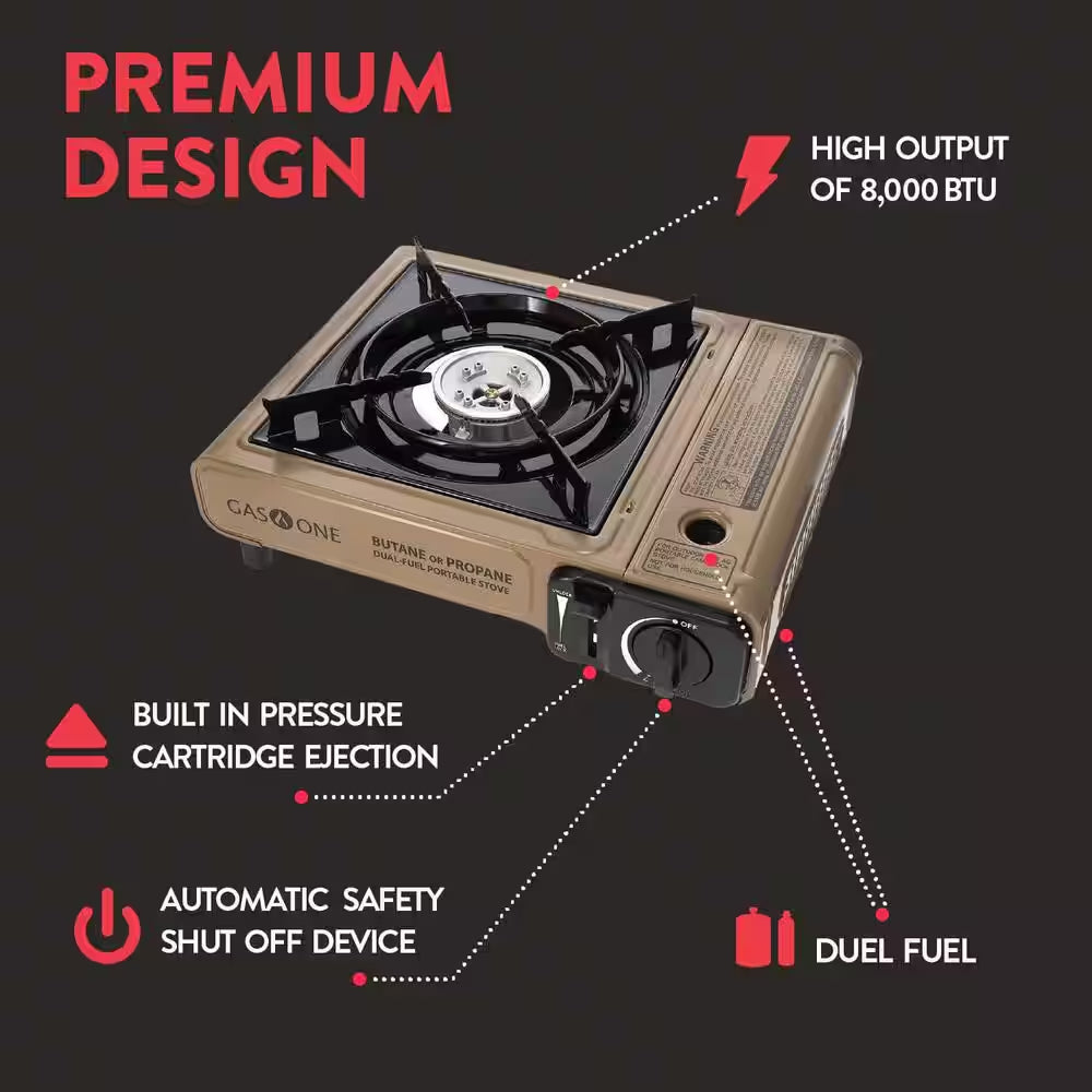 Dual Fuel Camp Stove and Butane Fuel (4-Piece Bundle)