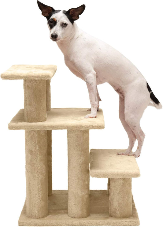 Steady Paws Multi-Step Pet Stairs for High Beds & Sofas - Cream, 3-Step