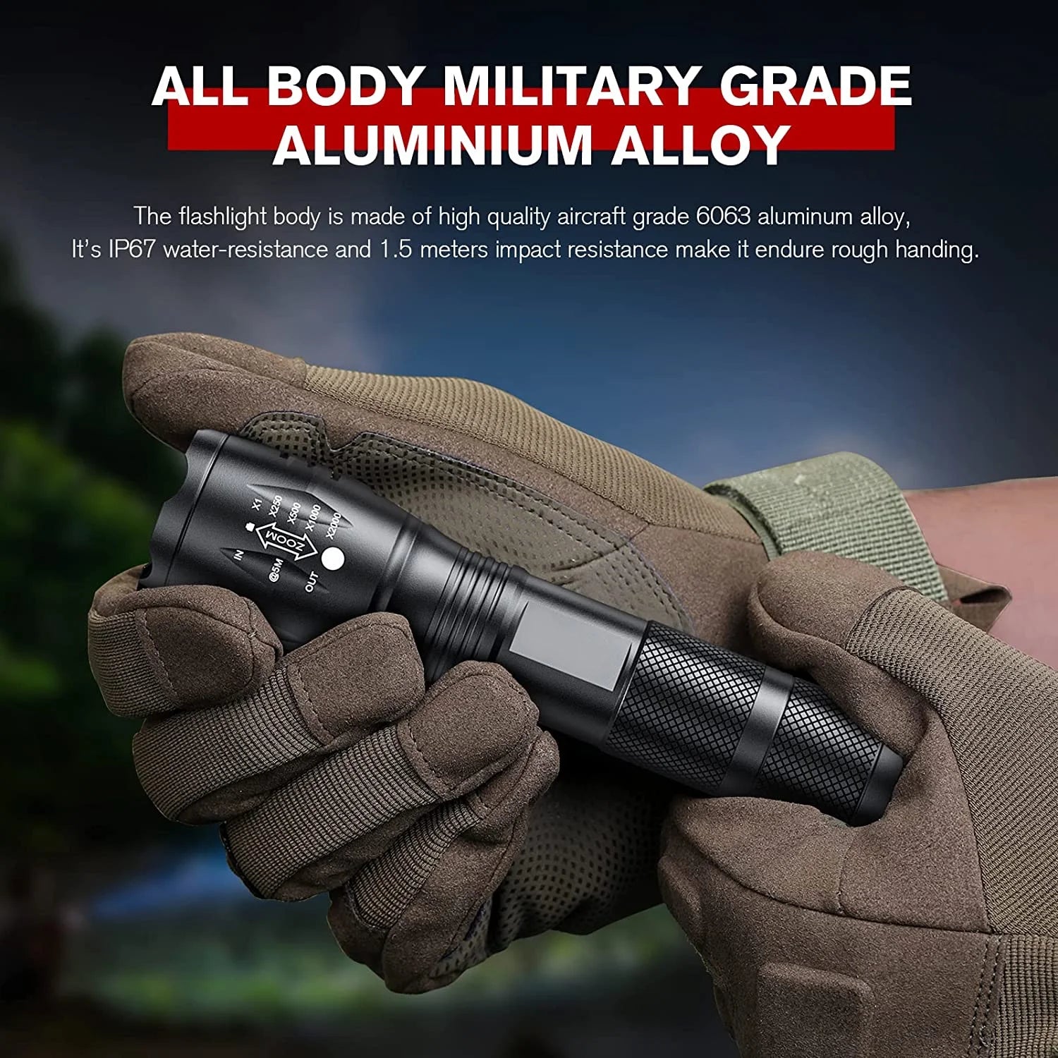 2-Pack LED Flashlights – Zoomable Portable Handheld Tactical Flashlights