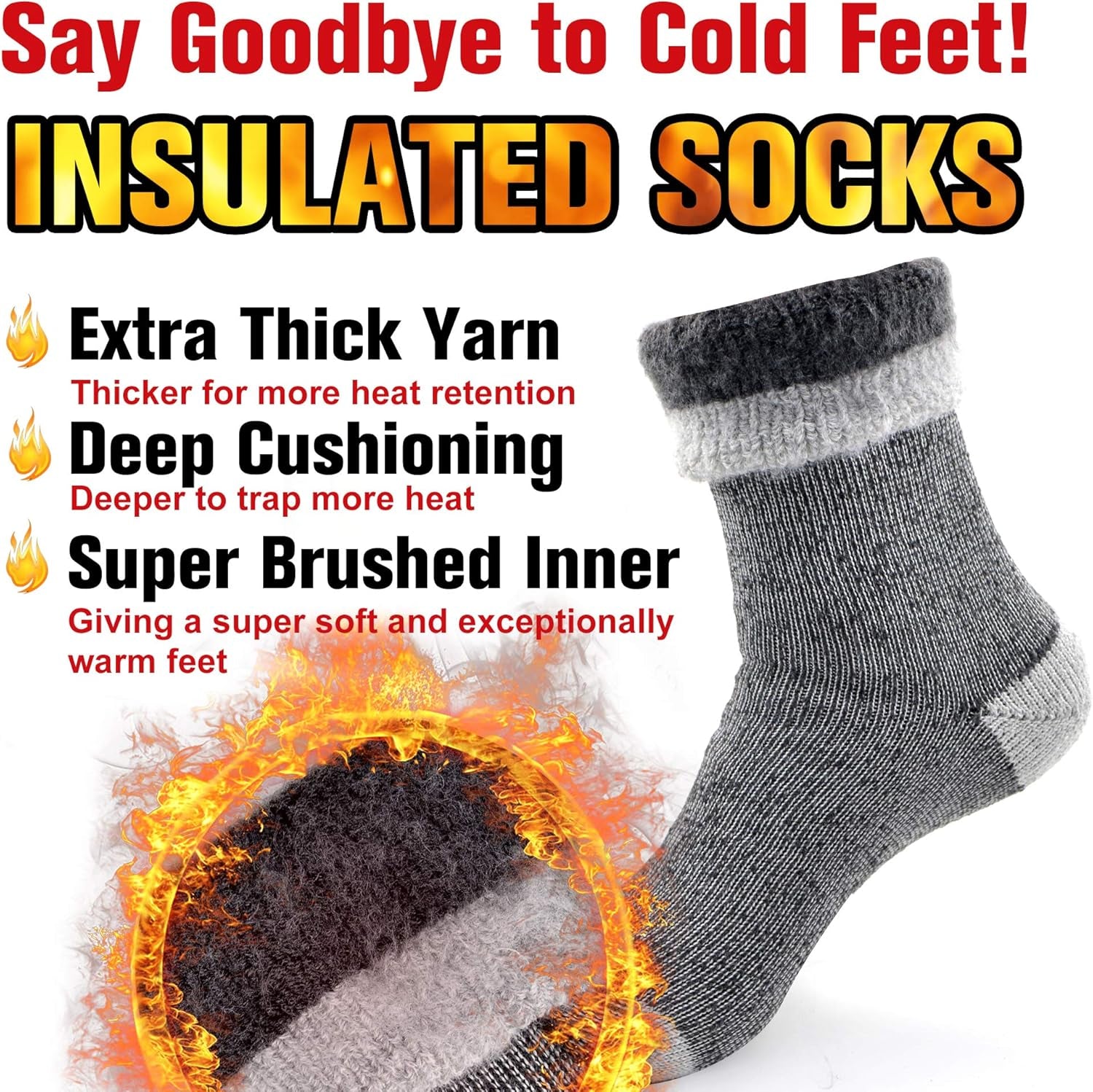 Winter Warm Thermal Socks for Men Women Extra Thick Insulated Heated Crew Boot Socks for Extreme Cold Weather