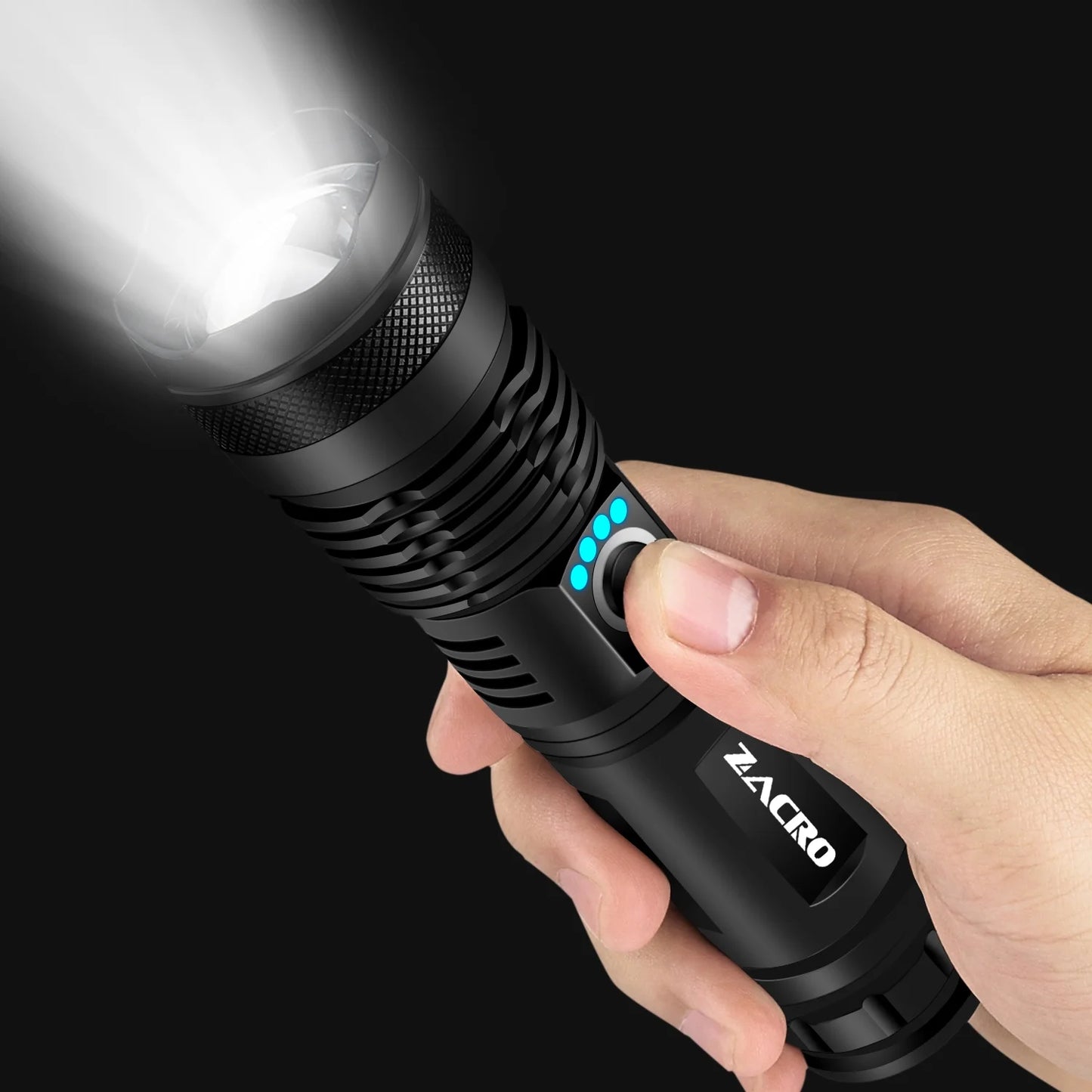 90,000 Lumens Rechargeable LED Tactical Flashlight - Super Bright, Zoomable Torch for Home, Camping & Emergency Use