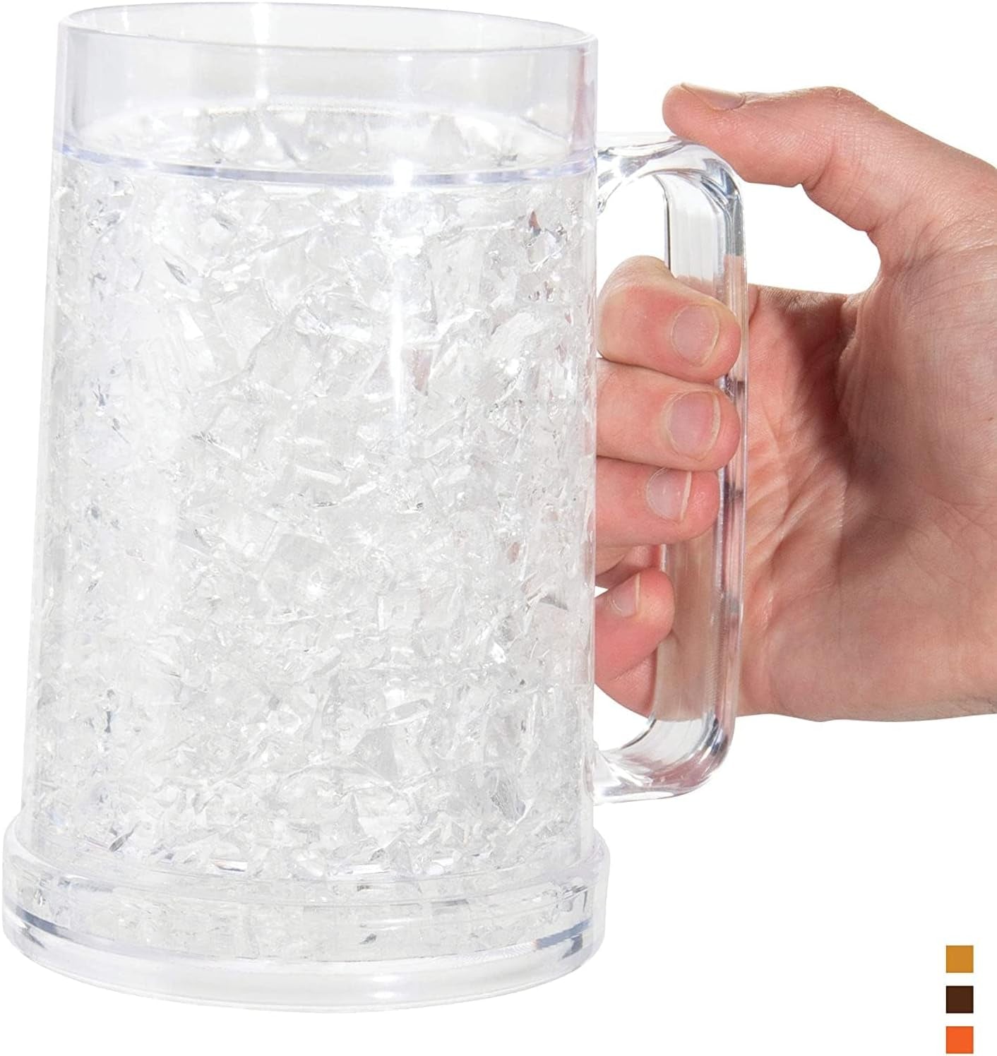 Freezer Beer Mug, Double Wall, Insulated Gel Plastic Pint Freezable Mug.