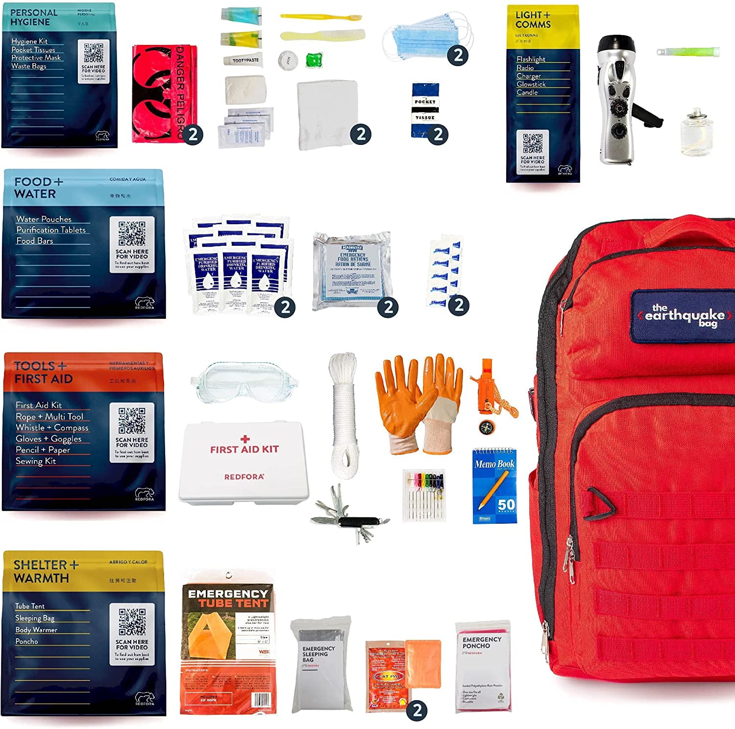 Complete 3-Day Emergency Kit - Earthquake, Hurricane, Wildfire, Flood & Disaster Preparedness Bag