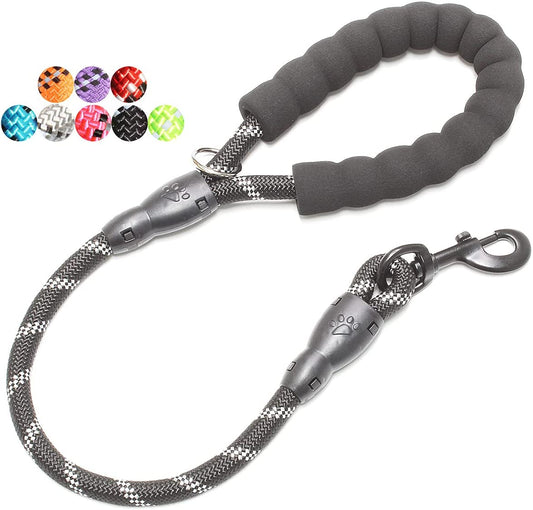 2/4/5/6 FT Dog Leash with Comfortable Padded Handle and Highly Reflective Threads for Small Medium and Large Dogs (2FT-1/2'', Black)