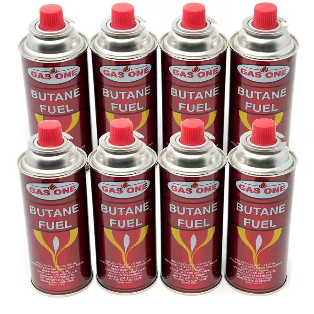 8 Oz. Butane Fuel Canister Cartridge with Safety Release Device (8-Pack)