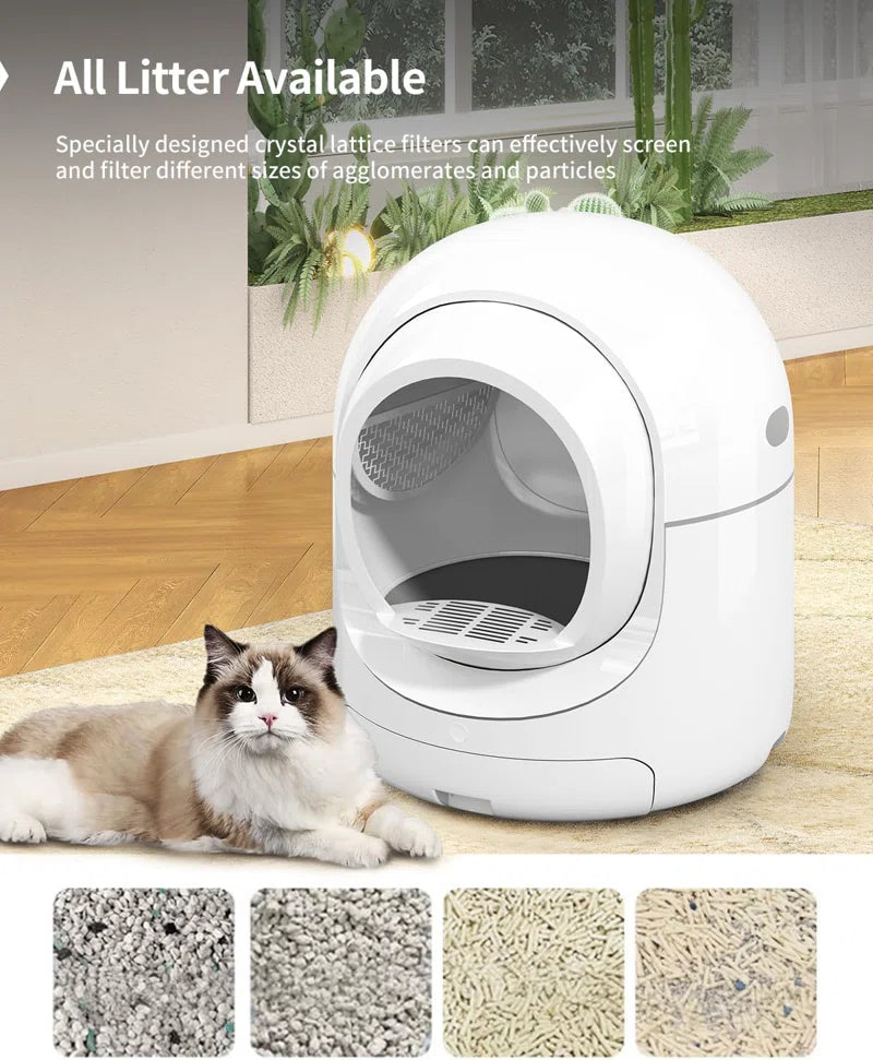 Self-Cleaning Cat Litter Box, 85L Extra Large Automatic Cat Litter Box with App Control, Smart Cat Litter Box with Safety Protection,Odor-Removal&Weight Monitoring, for Multiple Cats.