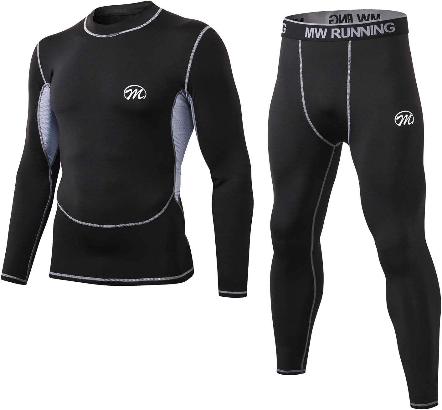 Men’S Thermal Underwear Set, Compression Base Layer Sports Long Johns Fleece Lined Winter Gear Running Skiing