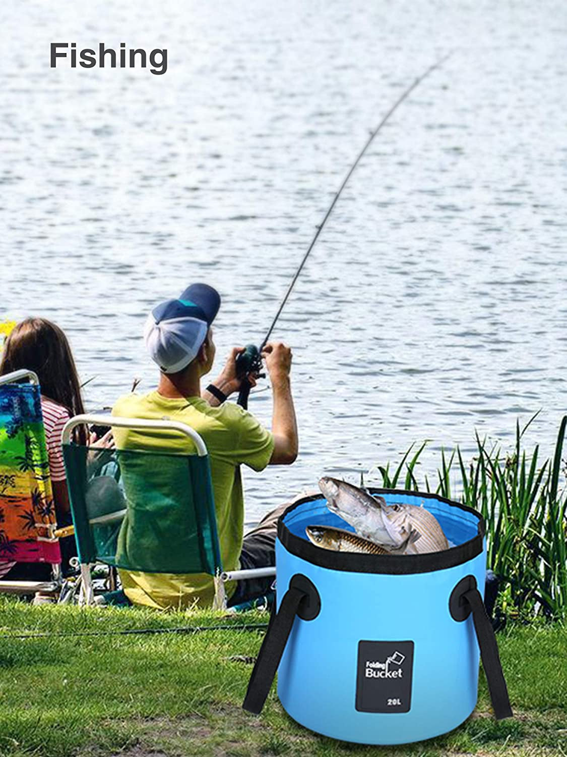 Collapsible Bucket with Handle, 5 Gallon(20L), Portable & Ultra Lightweight Outdoor Basin Bucket, Folding Bucket for Fishing, Camping, Hiking