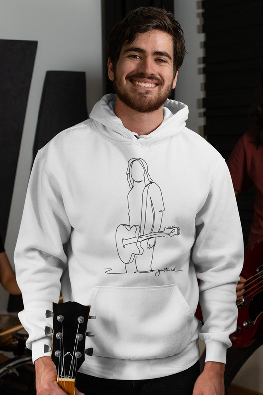 Guitarist Line Drawing - Heavy Blend™ Hooded Sweatshirt