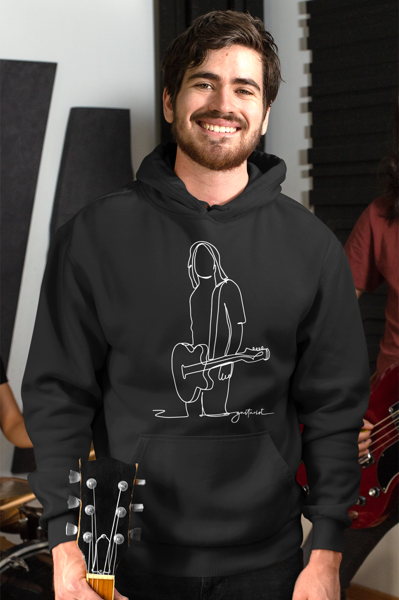 Guitarist Line Drawing - Heavy Blend™ Hooded Sweatshirt