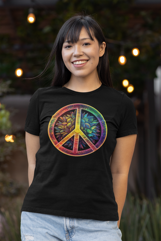 Vintage Peace Sign - Women's Midweight Cotton Tee