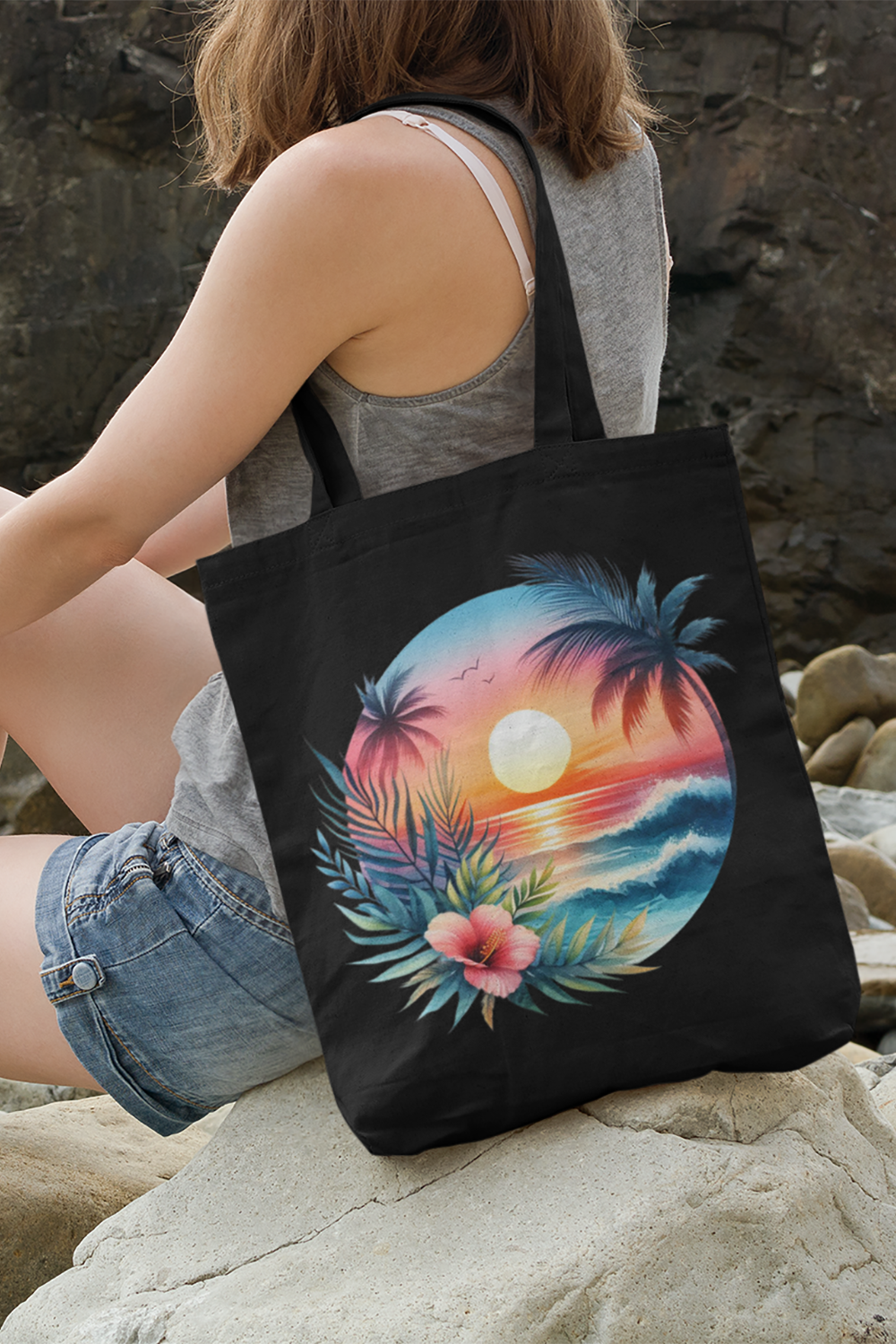 Tropical Sunset - Woven Tote Bag