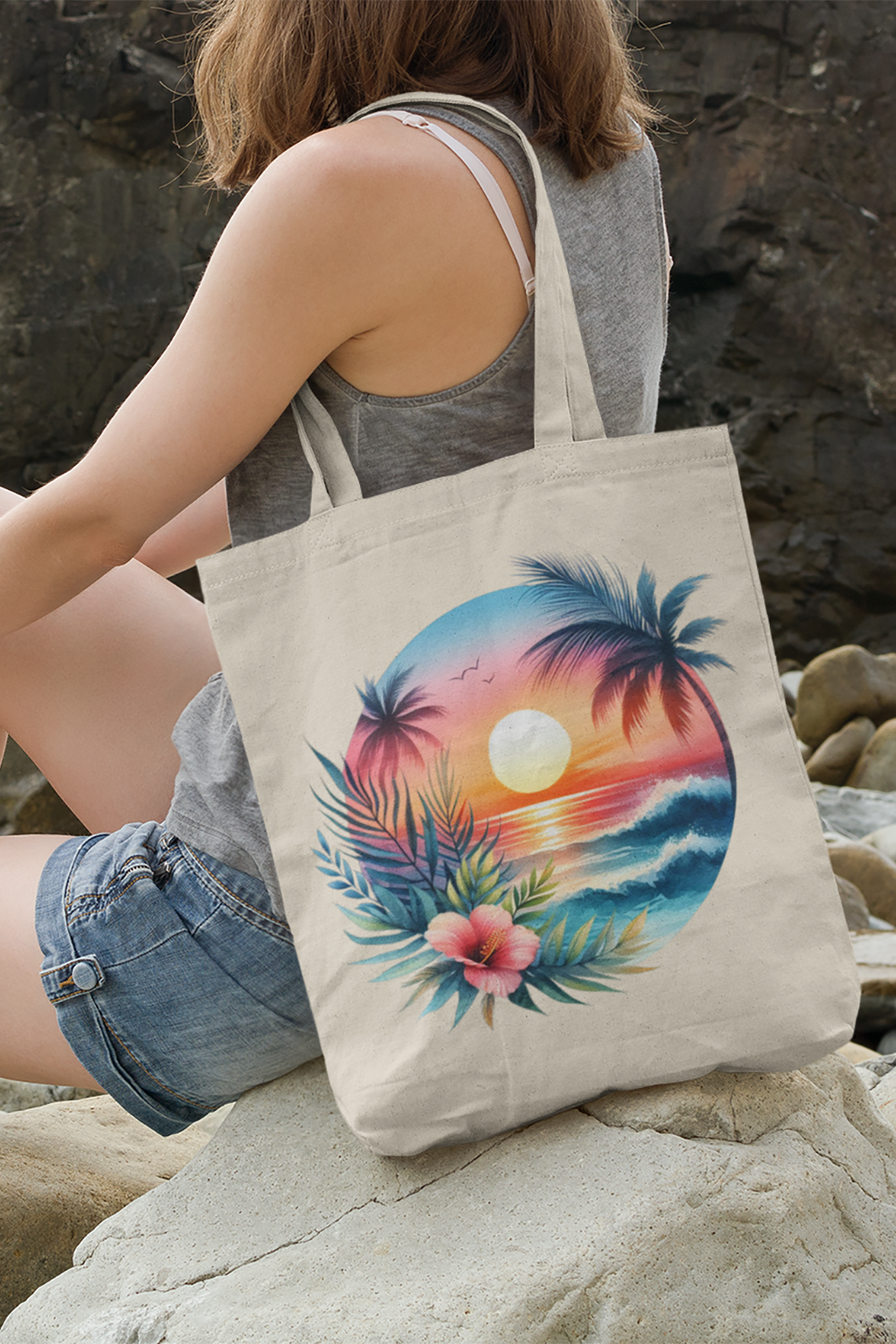 Tropical Sunset - Woven Tote Bag