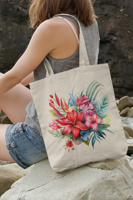 Tropical Flowers - Woven Tote Bag