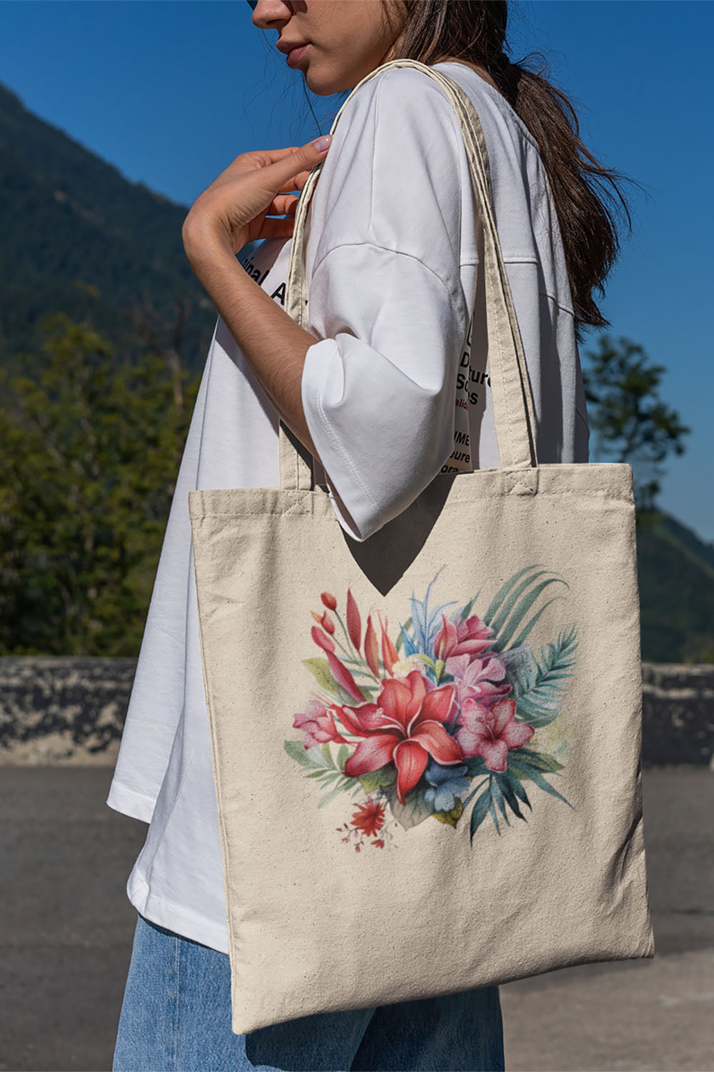 Tropical Flowers - Cotton Canvas Tote Bag